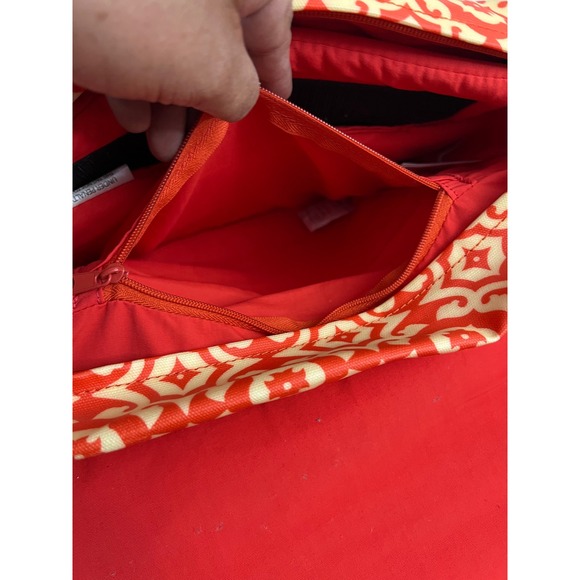 Petunia Pickle Bottom Boxy Backpack Diaper Bag Red Cream Geometric Tile Print - Picture 7 of 10